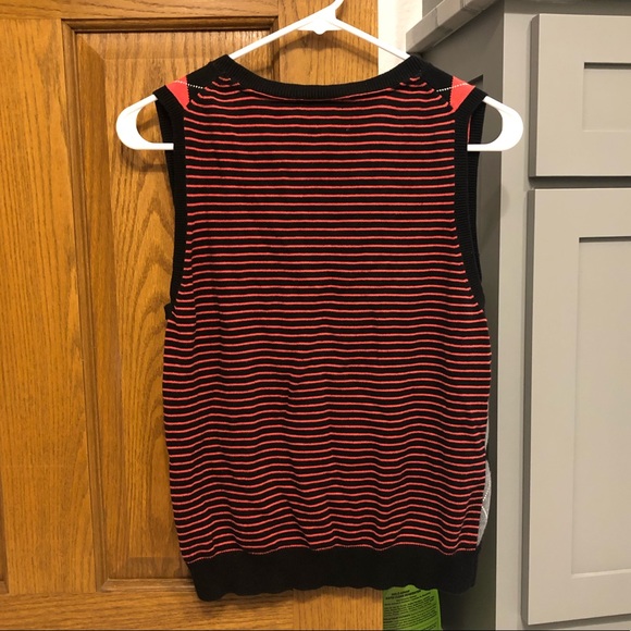 TommyHilfigerSweaterVestCoralBlackMediumChevron - Picture 2 of 4